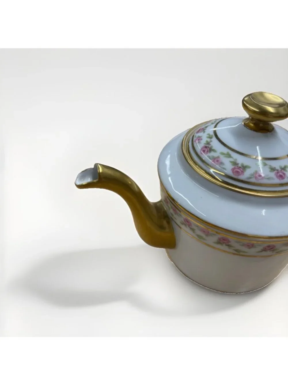 Antique Limoges W.G. & Co William Guerin Teapot Pink Roses Gold Trim France